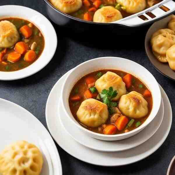 Курица тушенная с сырными клецками